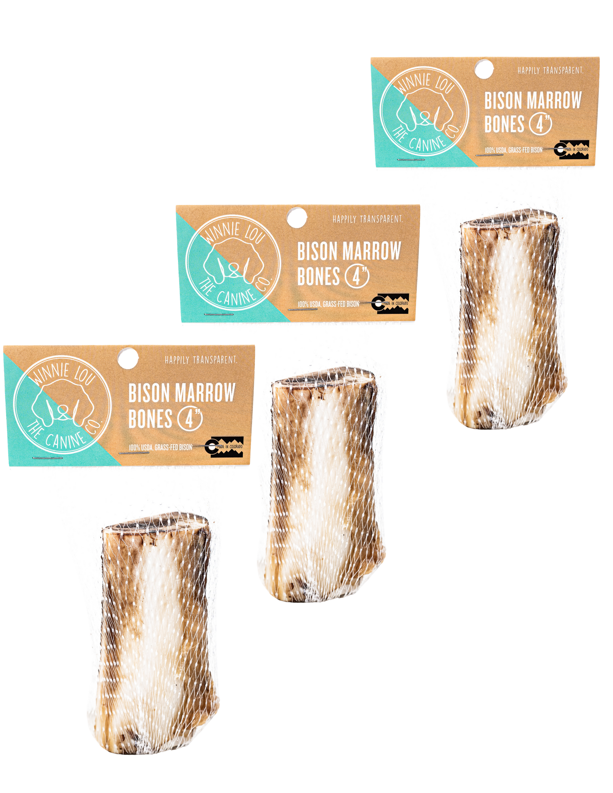 4-5" Bison Marrow Bones - 3 pack Bundle