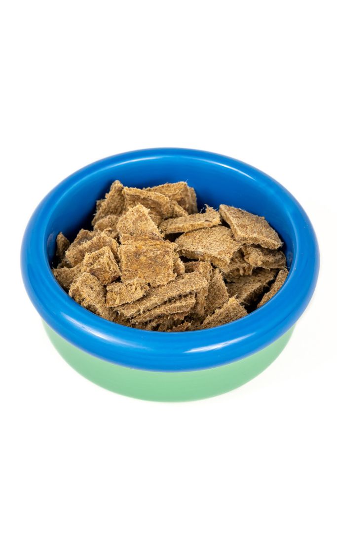 A bowl of Winnie Lou air-dried dog food
